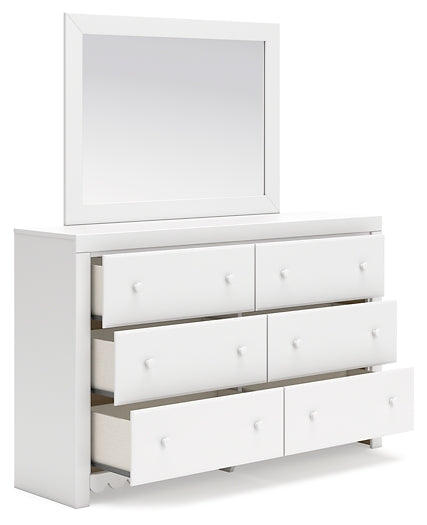 Mollviney Full Panel Bed with Mirrored Dresser, Chest and 2 Nightstands