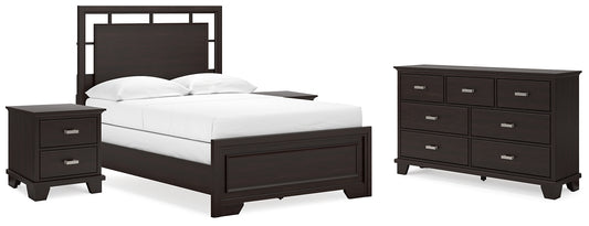Covetown Full Panel Bed with Dresser and 2 Nightstands